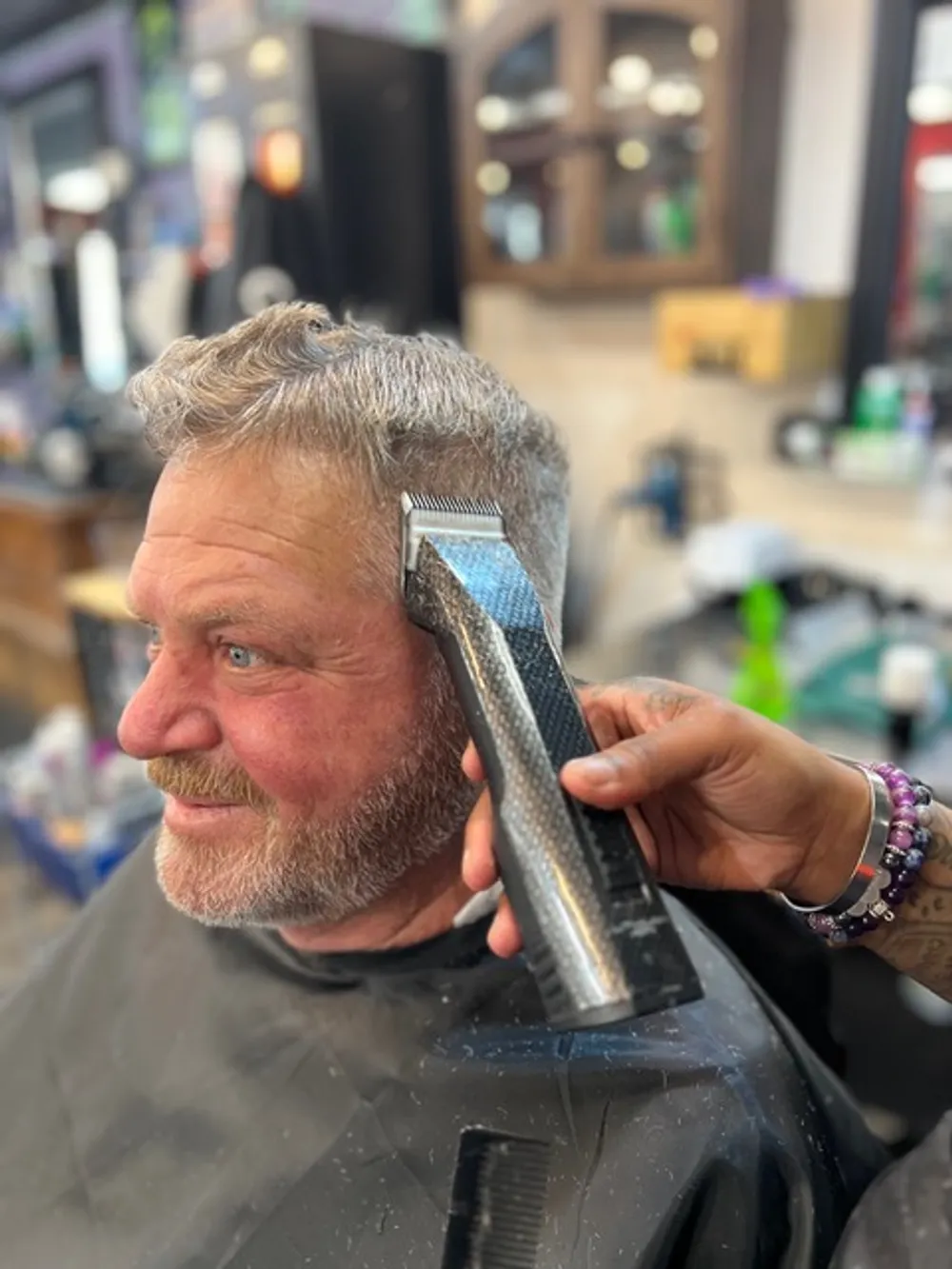 A client getting a clean clipper cut at Barber Shack in Bellingham.